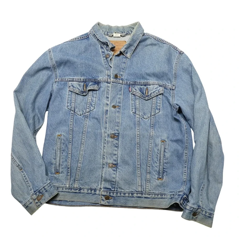 VINTAGE Levi's Jacket Mens XL Blue Jean Denim Trucker Button Front